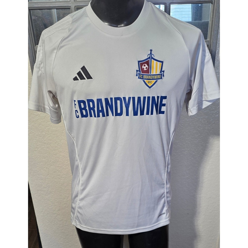 Adidas FC Brandywine BYC Soccer Jersey Mens Medium White Aeroready #7 Slim Fit